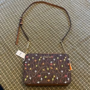 COPY - Michael Kors Airplane, Brown, chain Crossbody purse multicolored